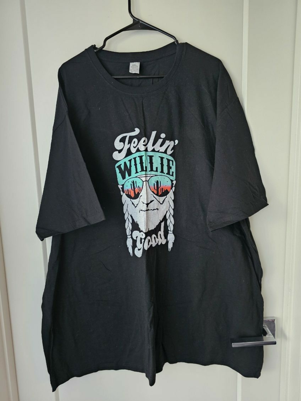 Willie Nelson Feelin' Willie Graphic Tee - Black with Teal & Red Accents